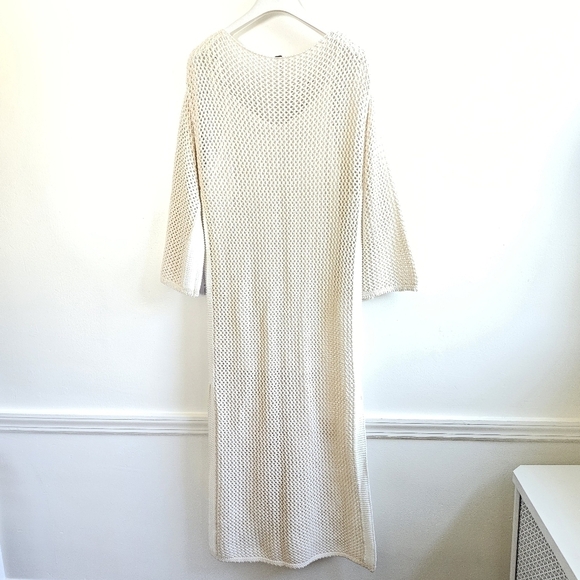 New Young Fabulous & Broke Santorini Crochet Ivory Bone Maxi Dress/Cover-Up XS - Picture 16 of 16